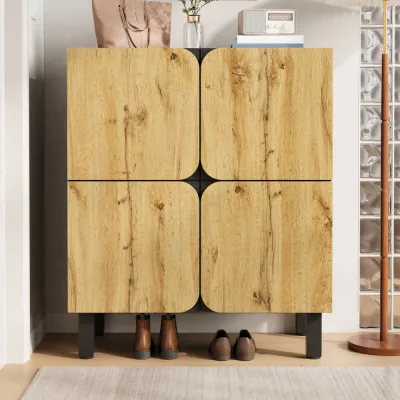 Armoire à chaussures noir et bois, quatre portes