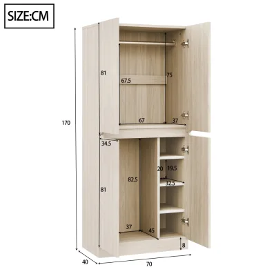 Armoire à double porte en MDF, 70 × 40 × 170 cm – image 2