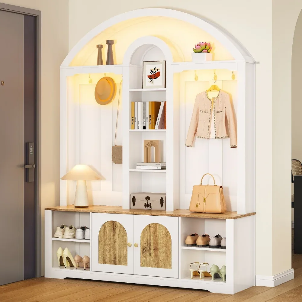 Armoire d'entrée bicolore blanche et bois