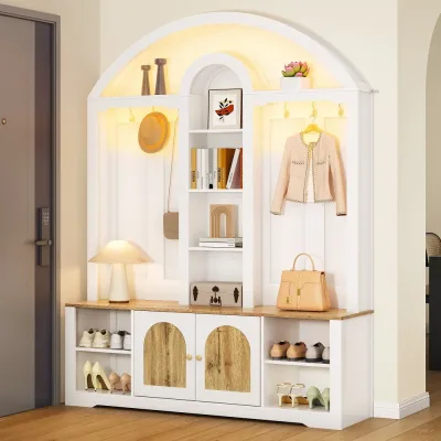 Armoire d'entrée bicolore blanche et bois
