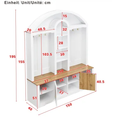 Armoire d'entrée bicolore blanche et bois – image 3