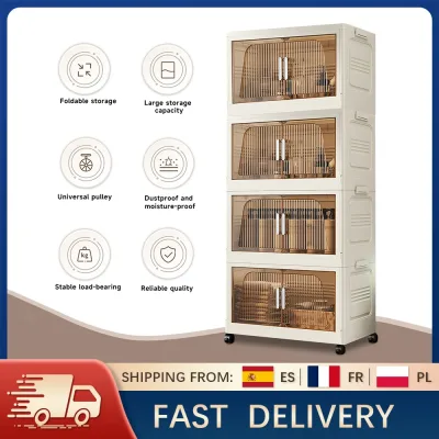Armoire de rangement pliable en plastique, 4 niveaux