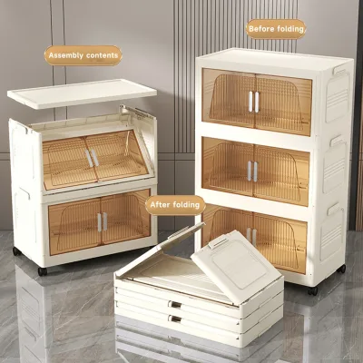 Armoire de rangement pliable en plastique, 4 niveaux – image 3