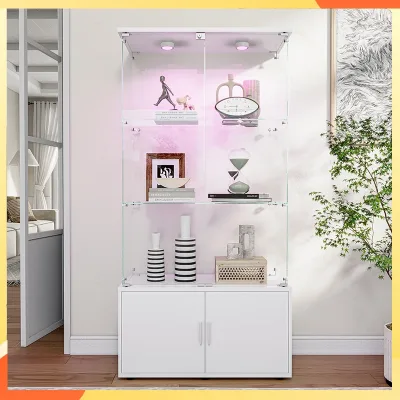 Armoire vitrine blanche à double porte