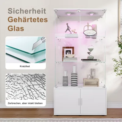 Armoire vitrine blanche à double porte – image 3