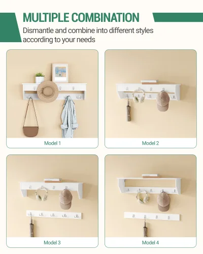Banc d'entrée avec porte-manteau mural, blanc et gris – image 3
