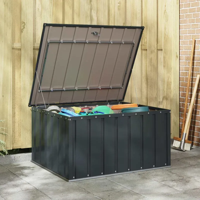Boîte de rangement de jardin noire en acier