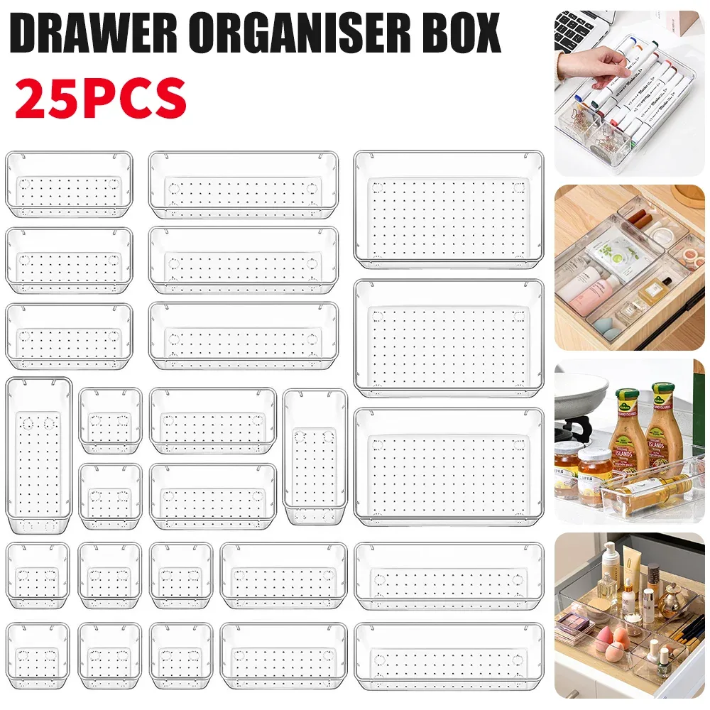 Boîtes de rangement transparentes, lot de 25