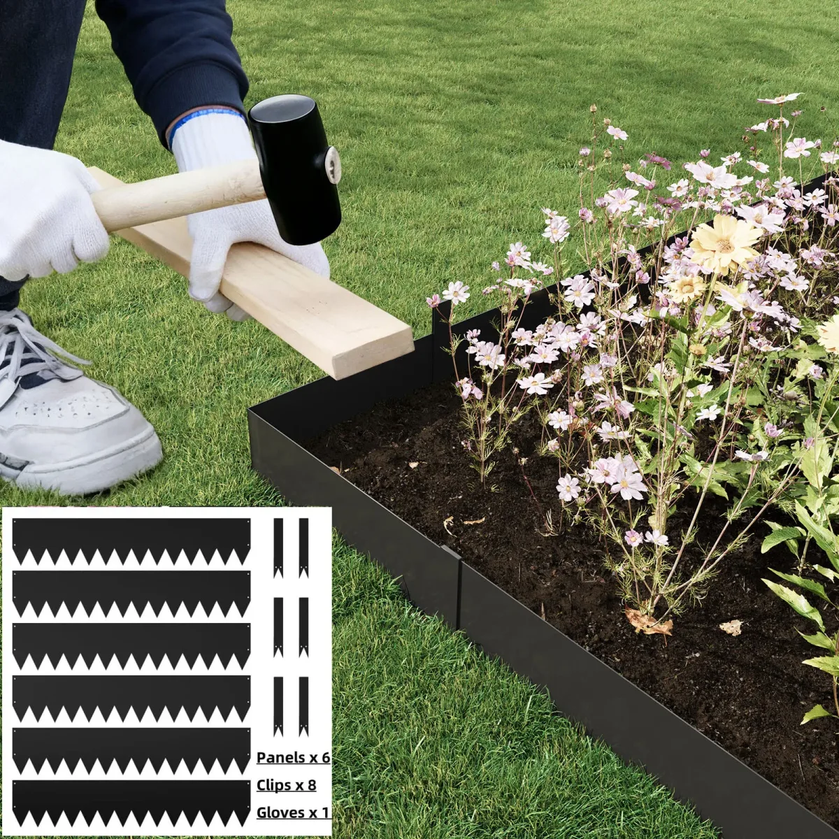 Bordures de jardin en acier, 6 bandes à marteler
