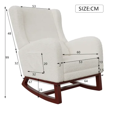 Chaise à bascule en velours gris avec repose-pieds – image 3