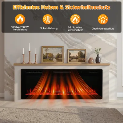 Cheminée électrique avec meuble, effet de flamme 3D – image 2