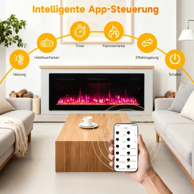 Cheminée électrique avec meuble, effet de flamme 3D – image 3