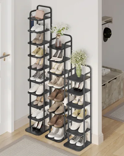 Étagère à chaussures verticale noire à 6 niveaux – image 2