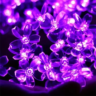 Guirlande lumineuse solaire fleurs violettes à LED – image 2