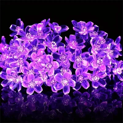Guirlande lumineuse solaire fleurs violettes à LED – image 3