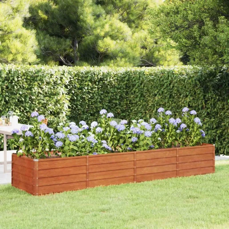 Lit de jardin surélevé en acier corten, 320 cm