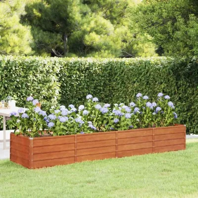 Lit de jardin surélevé en acier corten, 320 cm