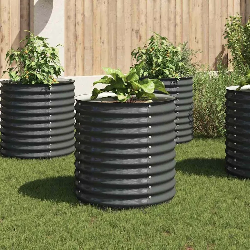 Lit de jardin surélevé gris en acier galvanisé