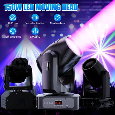 Lumière à tête mobile LED 150 W, 18 prismes, DMX512 – image 2