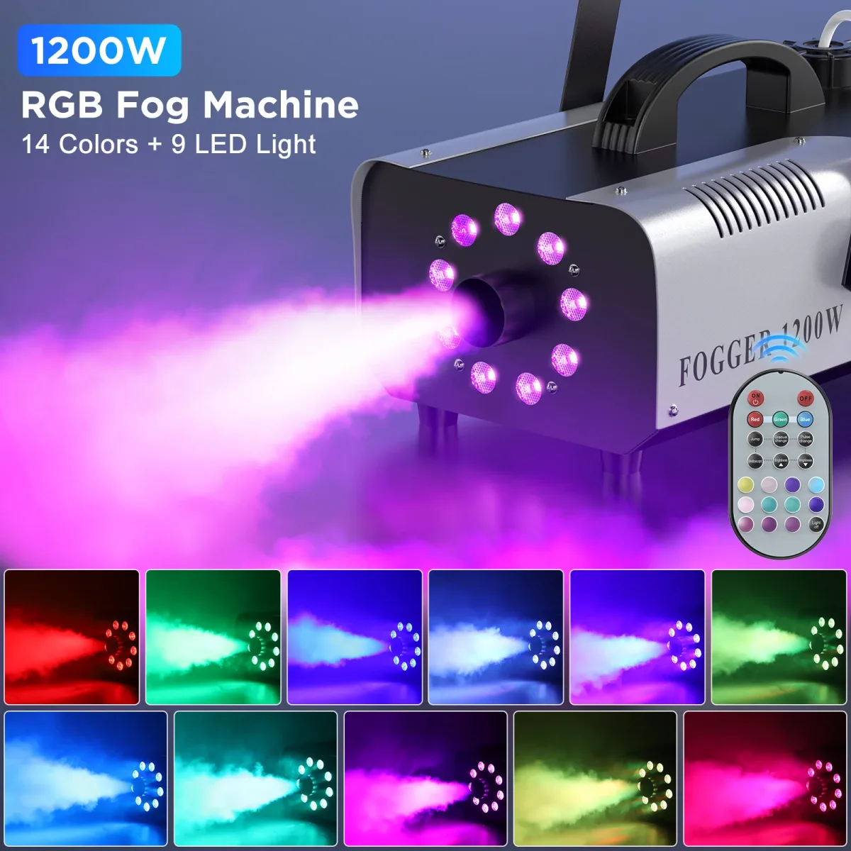 Machine à fumée 1200 W avec 9 LED RVB