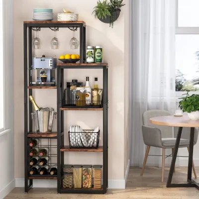 Meuble à vin autoportant 5 niveaux avec porte-verres – image 3