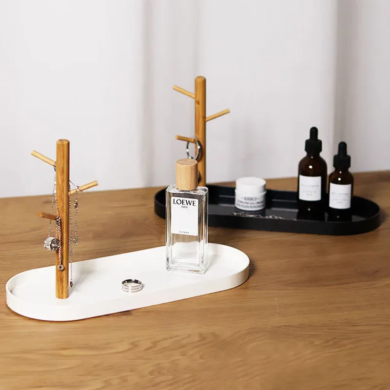Plateau de rangement en bambou en forme de branche