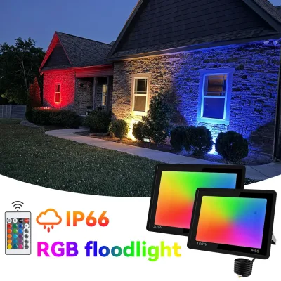 Projecteur LED RVB en aluminium avec télécommande
