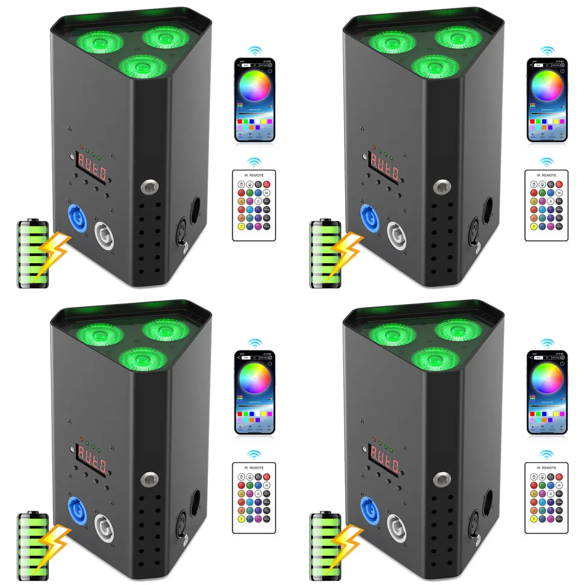 Projecteur Par LED RGBWA UV sans fil à batterie