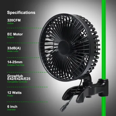 Ventilateur à clip pour serre de culture, 15 cm – image 3