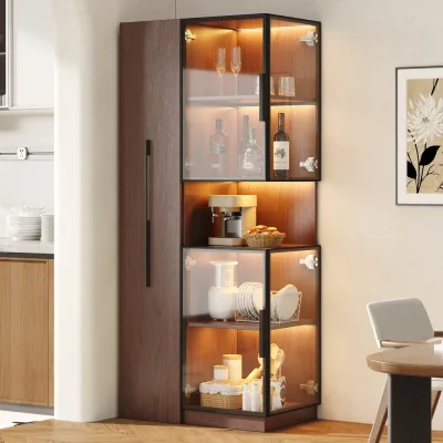 Vitrine de salon en MDF et verre avec éclairage LED – image 2